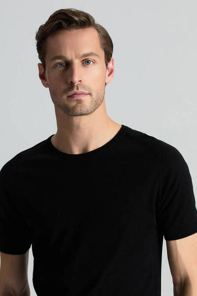 Hemington Crew Neck Black Giza Cotton Knitwear T-Shirt