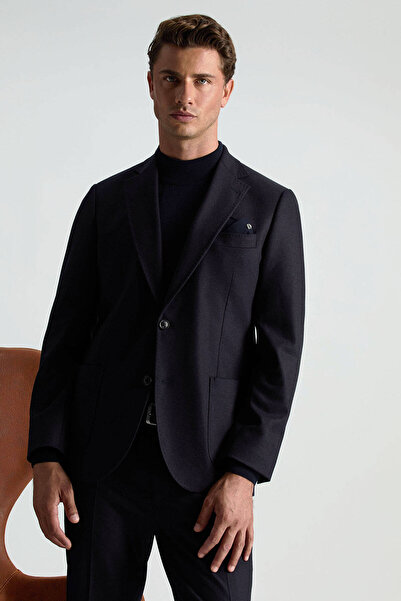 Hemington Yarım Balıkçı Yaka Merino Yün Lacivert Triko