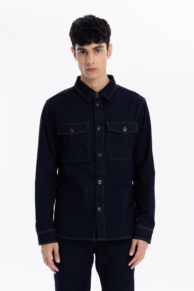 GMG FIRENZE Kapama Düğme Detaylı Regular Fit Denim Erkek Mont