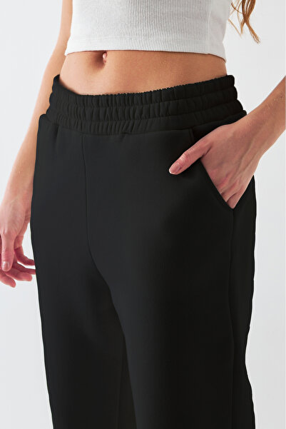 The Champ Clothing Черен спортен панталон с 3 нишки с еластична талия