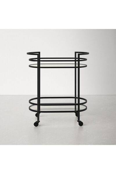 Hitit Dekorasyon Romina Siyah Metal&cam Servis Arabası