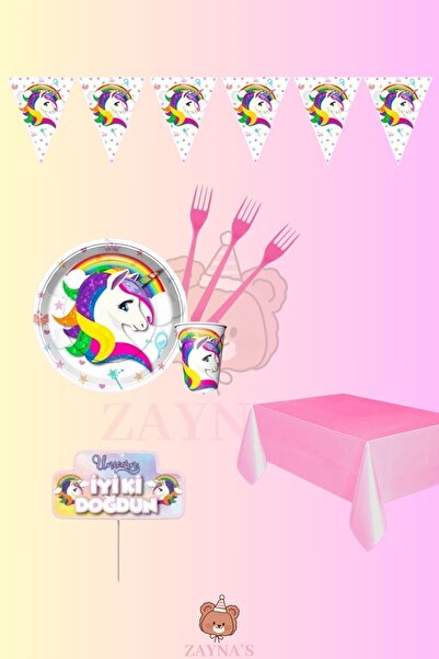 Zayna's Unicorn Themed Girl's Concept Economy Set Birthday Party Supplies for 8 People