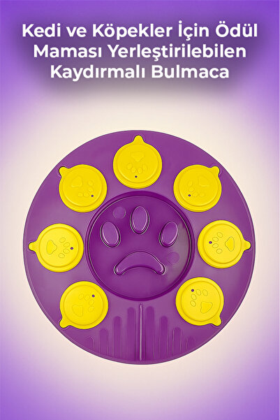 EWOX Kedi Köpek Zeka Oyuncağı | Ödül Maması Yerleştirilebilen Kaydırmalı Bulmaca - Mor