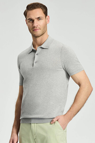 Hemington Kaşmir Pamuk Karışım Açık Gri Triko Polo
