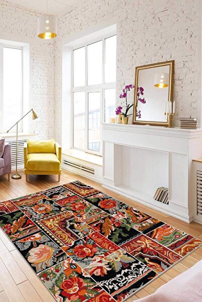 Homefesto Dekoratif Pamuklu Dokuma Taban Makine Dokuması, Ince Leke Tutmaz Yıkanabilir Modern Oda Halısı