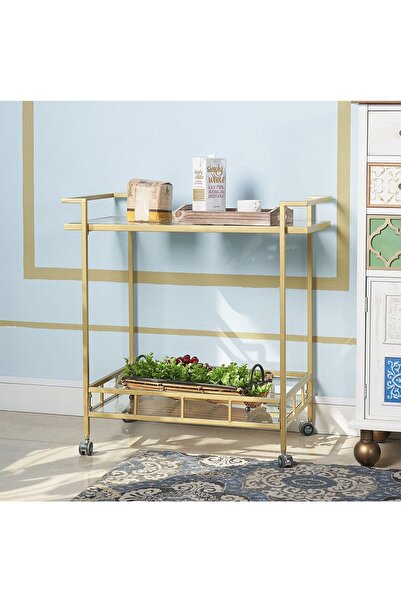 Hitit Dekorasyon Sharon Gold Metal Servis Arabası