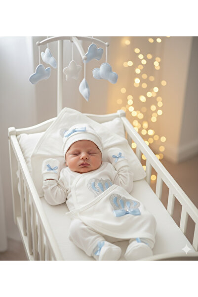 Ponpon Baby Taşlı Kral taçlı yeniodğan 10lu hastane çıkışı bebek hediyelik