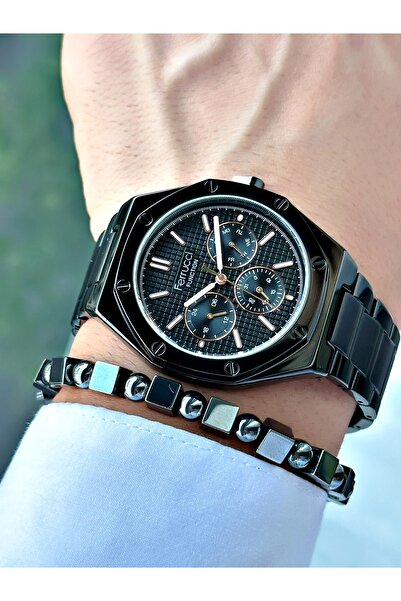 Ferrucci Fonksiyonlu Siyah Çelik Kordon Erkek Kol Saati