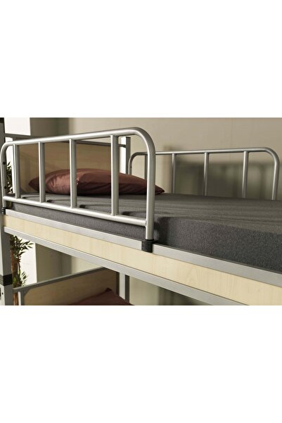 ARGİMO Yurt Genç Çocuk Odası Metal Ahşap Ranza Ve Karyola 90x200 Gri