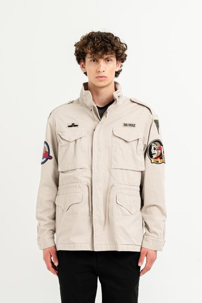 GMG FIRENZE Men's Jacket with Snap Fasteners on the Front, Moleskin Fabric an...