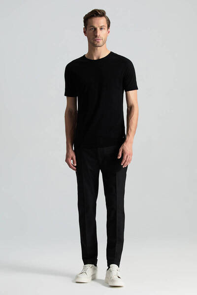Hemington Crew Neck Black Giza Cotton Knitwear T-Shirt