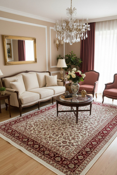 Rose'n Home Arte DS247 Klasik Çiçek Figürlü Dekoratif Dokuma Halı