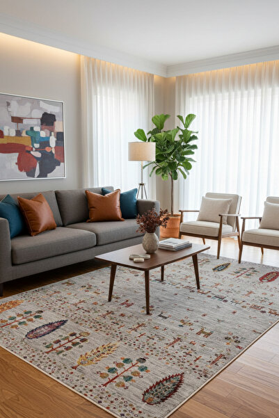 Rose'n Home Arte DS086 Ağaç Hayvan Figürlü Dekoratif Dokuma Halı