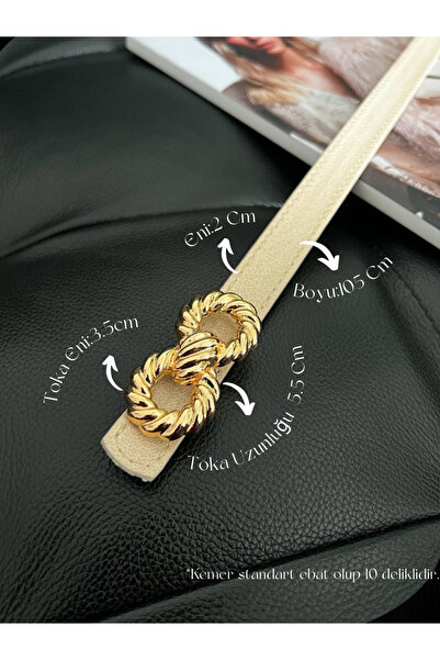 Fiori Beige Twirl Gold Buckle Thin Women's Belt - for Jacket, Shirts and Dresses