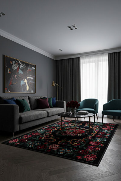 Rose'n Home Arte DS065 Çiçek Desenli Dekoratif Dokuma Halı