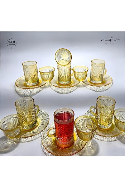AKDEN STORE Kesme Dekor Çay Bardağı Mıra Lokumluk / Arap Çay Takımı