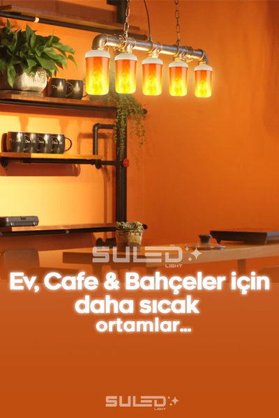 SULED Alev Efektli Ampul 2'li Set Ateş Yanan Lamba E27 Duy Led Işık Şömine Ateş Kamp Lamba