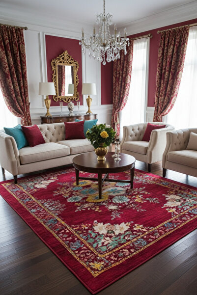 Rose'n Home Arte DS303 Çiçekli Klasik Desenli Dekoratif Dokuma Halı