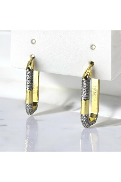Bumu Design Zircon Stone Geometric Steel Earrings