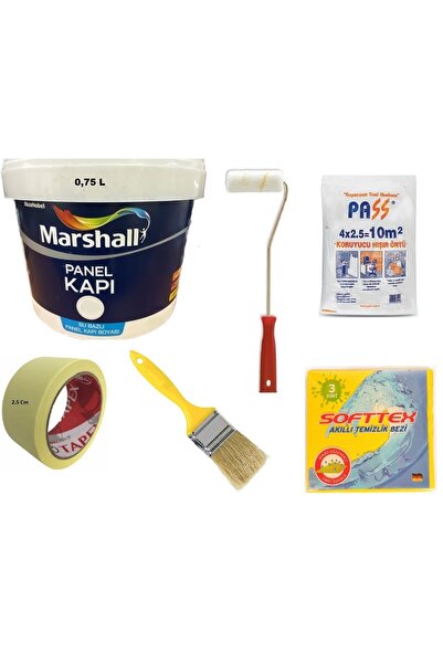 Marshall Su Bazlı Amerikan Panel Kapı Boyası Kokusuz 0,75 Lt + Boyama Seti - BEYAZ