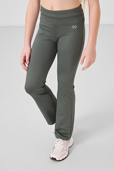 TOMMY LIFE Haki Еластичні стандартні облягаючі базові легінси з іспанськими штанинами для дівчаток - 75193