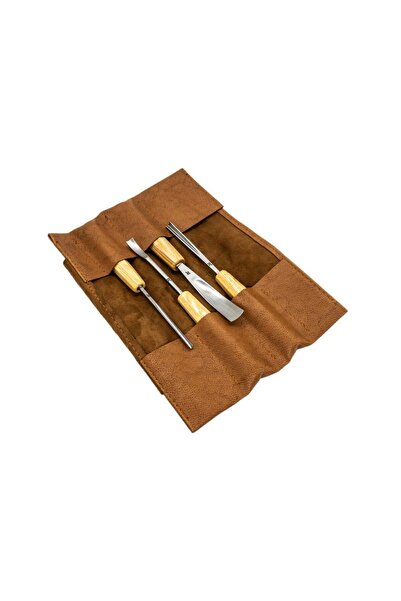 Rox Wood 0127 Deri Çantalı Premium Iskarpela Seti 4 Parça