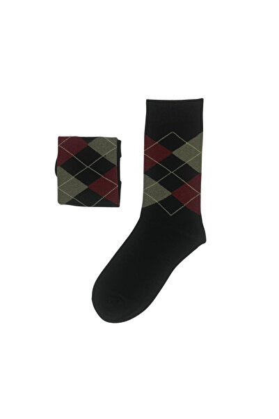 FENRA STUDIO Black and Red Baklava Patterned Classic Socks
