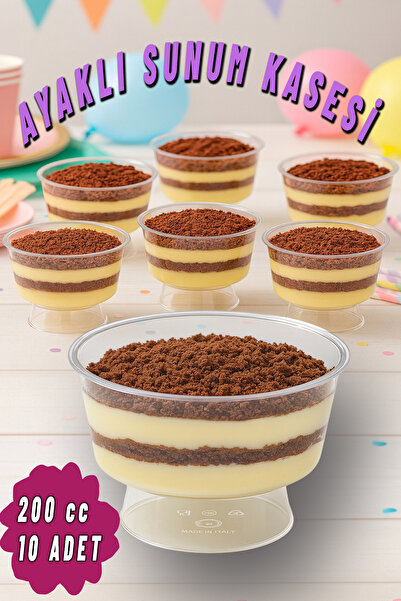 ASTOR AMBALAJ Kübik Prizma Mika Kase Plastik Şeffaf Kapaksız Sunum Kabı 200 Cc 10 Adet Tatlı & Meze Ve Salata Kap