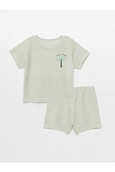 LC Waikiki Lcw Baby Crew Neck Short Sleeve Printed Baby Boy Pajamas Suit