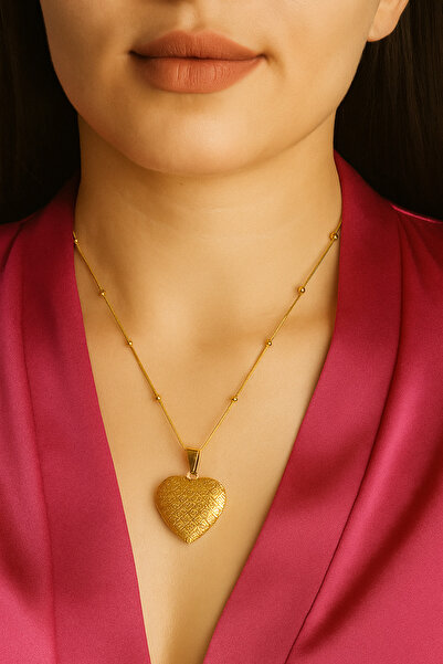 shop 1.Sınıf Çelik Kararma Yapmaz Açılır Kalp Figürlü Kolye