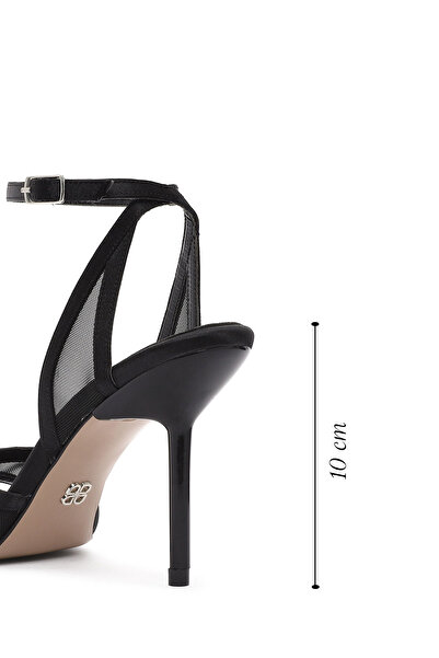 Derimod Dámské černé sandály s vysokým tenkým podpatkem s přezkou na kotníku 25SFE391514
