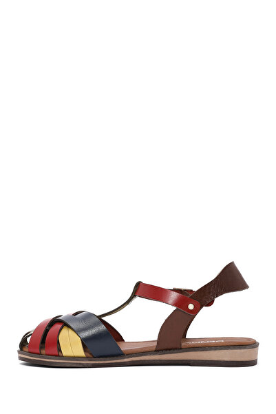 Derimod Women's Multicolored Ankle Strap Genuine Leather Bodrum Sandals 25Sfd333718