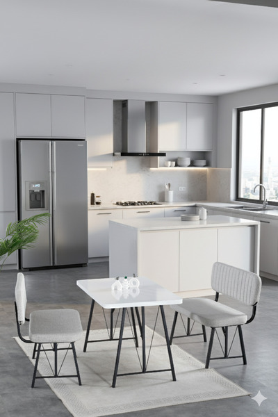 Parlazonhome Elfin 70x110cm Sabit Beyaz, Yemek Masası, Yemek Masası Takımı, 2...