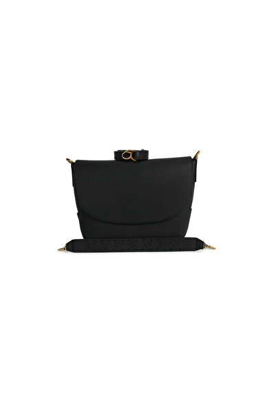 HBS Kadın Hakiki Deri Kilitli Kapaklı Fermuarlı Omuz Çantası