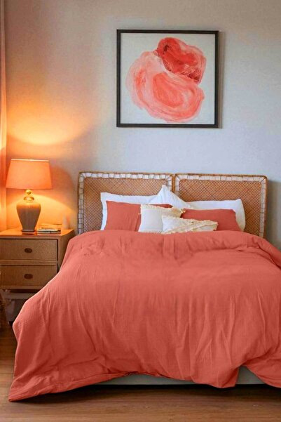 Cottonest Set husă pilotă dublă din muselină de bumbac 200x220 cm |   Cu 2 hu...