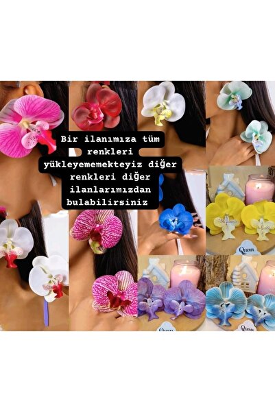 QERMA Kore Tarzı Orkide Küpe Zr Küpe Büyük Koyu Mavi Çiçek Küpe Çiçekli Küpe