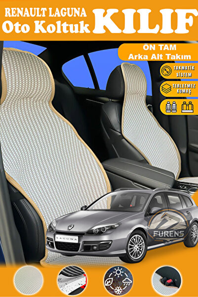 STS Oto Aksesuar غطاء مقعد سيارة من القماش المنسوج متوافق مع رينو لاجونا، سلس...