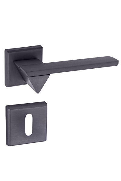 zerafev Larua Kare Rozetli Alüminyum Kapı Kolu (Oda/Yale/WC) Antrasit