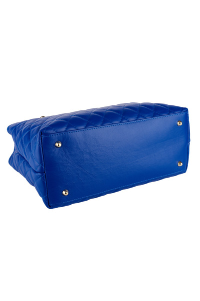 PENCOS AZZURA Geantă Natalia, piele 100% naturală albastra cu aspect matlasat, lant auriu