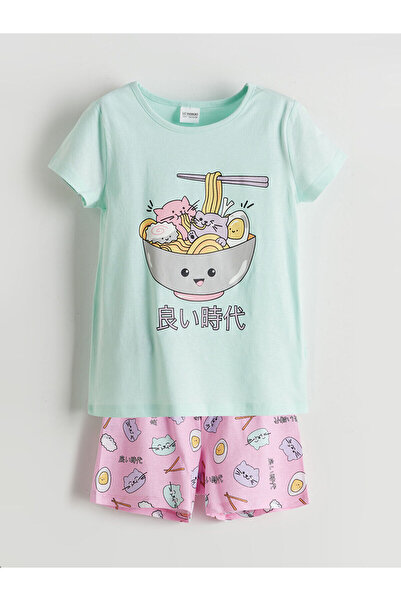 LC Waikiki Vizyon New Season Printed Girls' Shorts Pajama Set