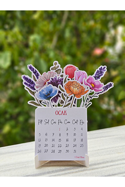 rengorawish 2026 Çiçekli Takvim Masa Takvimi