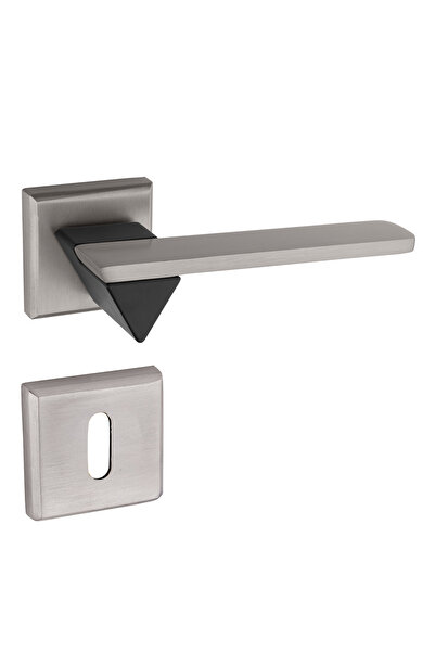 zerafev Larua Kare Rozetli Alüminyum Kapı Kolu (Oda/Yale/WC) Saten - Mat Siyah