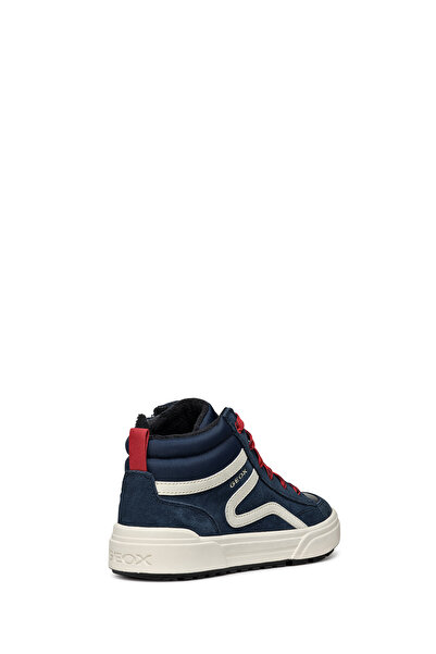Geox Boy's Navy Blue Weemble Lace-Up Zipper Detailed High-Top Sneaker J36Haa022Fuc0735