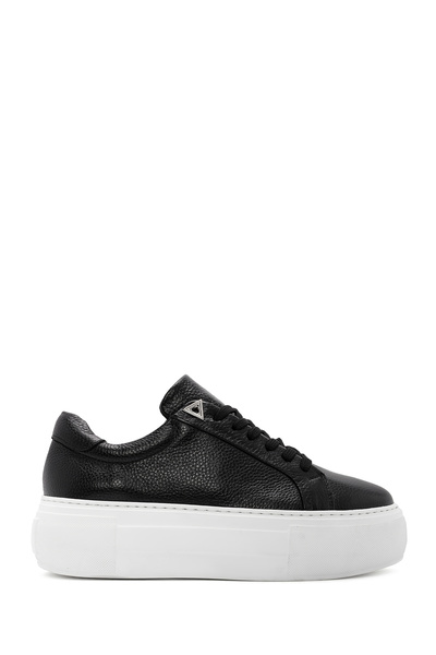 Derimod Kadın Siyah Bağcıklı Kalın Tabanlı Deri Sneaker 24WFD3711FT