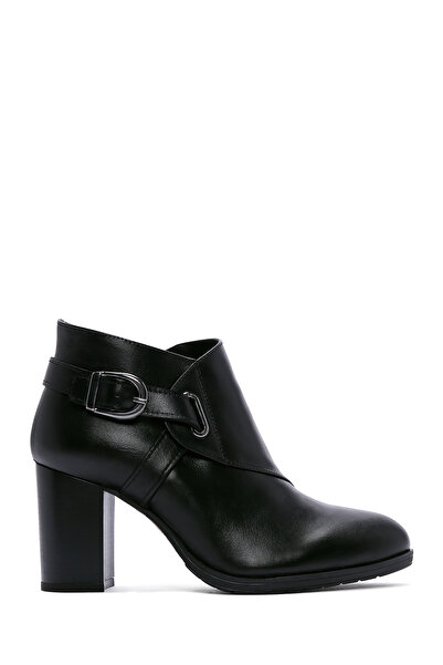 Derimod Black Thick Heeled Boots - Zippered and Buckle Detailed 24WFE 251218