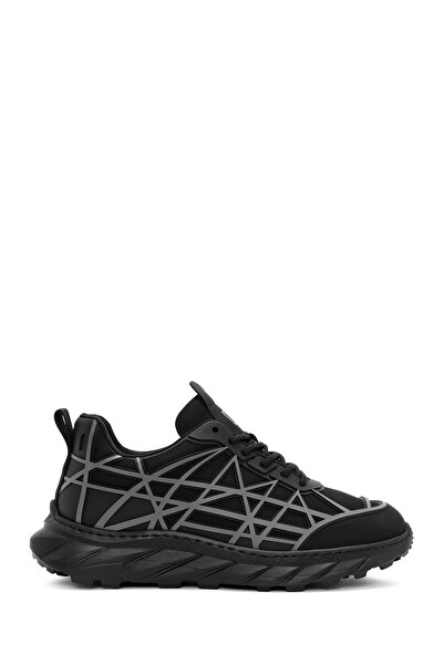 Derimod Erkek Siyah Bağcıklı Kalın Tabanlı Kumaş Sneaker 24WFD690014