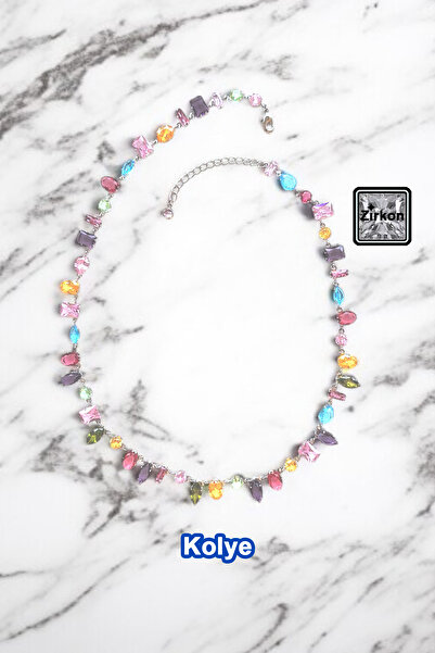 Miss TBee قلادة من الفولاذ مرصعة بحجر الزركون - فضي متعدد الألوان