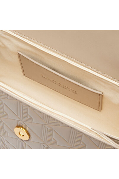 Lacoste Maheki Kadın Monogram Deri Bej Omuz Çantası
