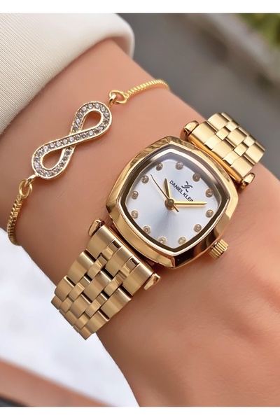 Daniel Klein Marka Altın Renk Su Geçirmez 2 Yıl Garantili Kadın Kol Saati - Bileklik Hediyeli