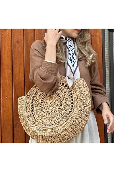 ZÜMAL Luxury Hand Knitted Leather Strap Paper Rope Oval Women's Shoulder Bag ...